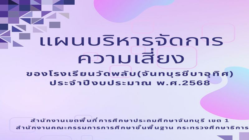 แผนบริหารจัดการความเสี่ยง